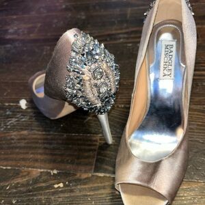 Badgley Mischka Brown Embellished Heels